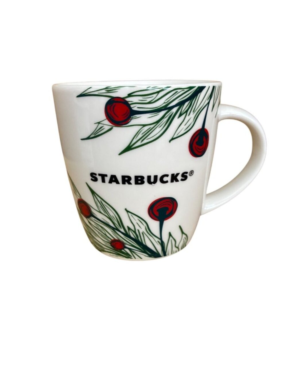 Starbucks 2020 Ceramic Holiday Mug 12 oz Christmas Evergreen Berry Branch EUC